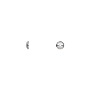 Bead cap, sterling silver, 4x1.5mm smooth round, fits 4-5mm bead. Sold per pkg of 20.