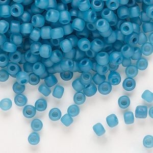Seed bead, Dyna-Mites&trade;, glass 1pkg0.5kg, #6 round, translucent matte inside dyed color turquoise blue (223MA  6/0 RR)