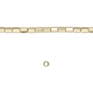 Bead 1pkg1 brass-finished "pewter", 3mm rounded cube, 8 inch
