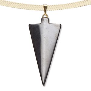 Hemalyke&trade; / mixed metal 1pkg4, gold-plated / silver-plated top-drilled arrowhead pendant 40x18mm