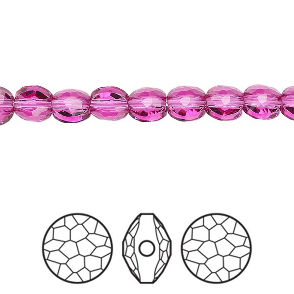 Bead 288pk fuchsia, Swarovski&reg; 6mm puffed round 5034 image number 0