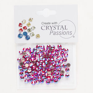 Flat back 1pkg144 light Siam shimmer, Crystal Passions&reg; rhinestone 3.8-4.00mm hotfix round SS16