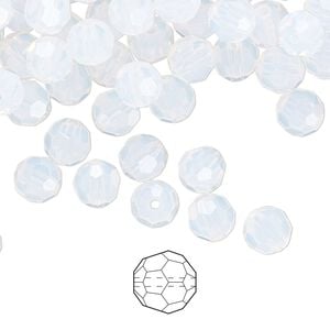Bead 144pk white opal, Preciosa Czech crystal 6mm round
