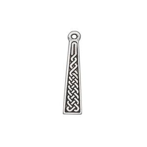 Drop, TierraCast&reg;, antique silver-plated pewter (tin-based alloy), 22.5x5.5mm double-sided flat trapezoid with Celtic braid. Sold per pkg of 20.