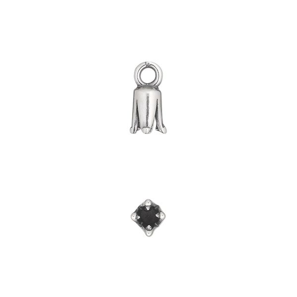 Cord end 1pkg4 silver-plated pewter, 7x4mm cone / 2mm inside diameter, antiqued / JBB Findings image number 0