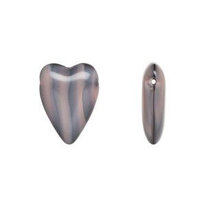 Bead, Czech pressed glass, pink/dark blue, 18x13mm heart. Sold per 15" to 16" strand.