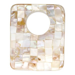 Focal, black lip shell / gold lip shell / mother-of-pearl shell (assembled) 1pkg1, 51x44mm-56x47mm single-sided concave rectangle go-go.
