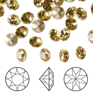 Chaton 12pk dark jonquil foil back, Crystal Passions&reg; Regenerated 6.14-6.32mm round SS29 1088