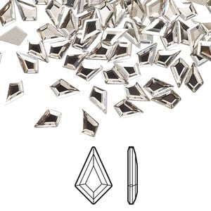 Flat back 6pk crystal silver shade foil back, Crystal Passions&reg; 6.4x4.2mm kite 2771