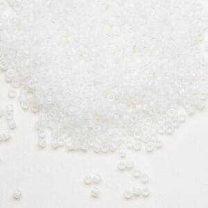 Seed bead, Delica&reg;, glass, pkg/250g, #11 round, translucent matte rainbow crystal clear (DB-0851).