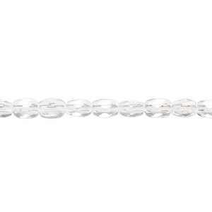 Bead, glass, clear, 5x3mm-6x4mm faceted oval. Sold per 12-inch strand.