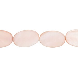 Mother-of-pearl shell 1pkg1, flat oval bead 15 inch light pink 14x10mm-15x11mm
