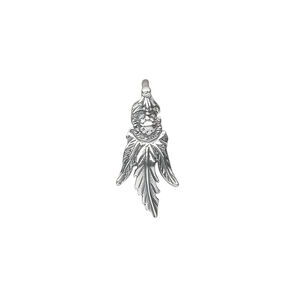 Bail, ice-pick, antiqued sterling silver, 19x9mm fancy leaf, 5mm grip length. Sold individually.
