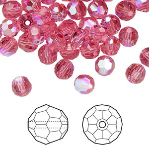 Bead 360pk rose shimmer, Swarovski&reg; 6mm round 5000