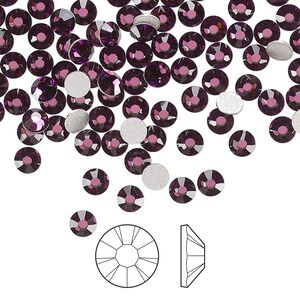 Flat back 144pk amethyst foil back, Preciosa MAXIMA Czech crystal hotfix rhinestone 3.8-4mm chaton rose round SS16