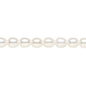 Freshwater 1pkg1, rice pearl B- grade, 15.5-16 inch white 4-5mm cultured