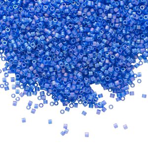 Seed bead, Delica&reg;, glass, pkg/250g, #15 round, translucent matte rainbow cobalt blue (DBS-0864).