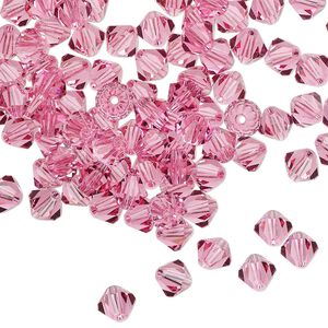 Bead 144pk rose, Preciosa Czech crystal 5mm bicone