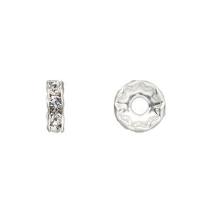 Bead 144pk crystal silver plate, Preciosa Czech crystal 10x3.5mm rondelle