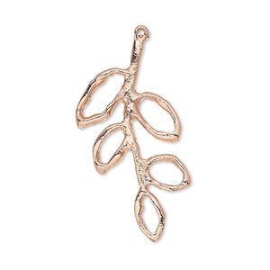Focal, copper-plated brass, 32x23mm open 5-leaf branch. Sold per pkg of 4.