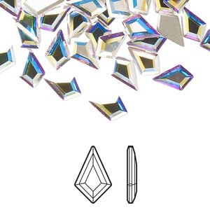 Flat back 6pk crystal AB foil back, Crystal Passions&reg; 8.6x5.6mm kite 2771