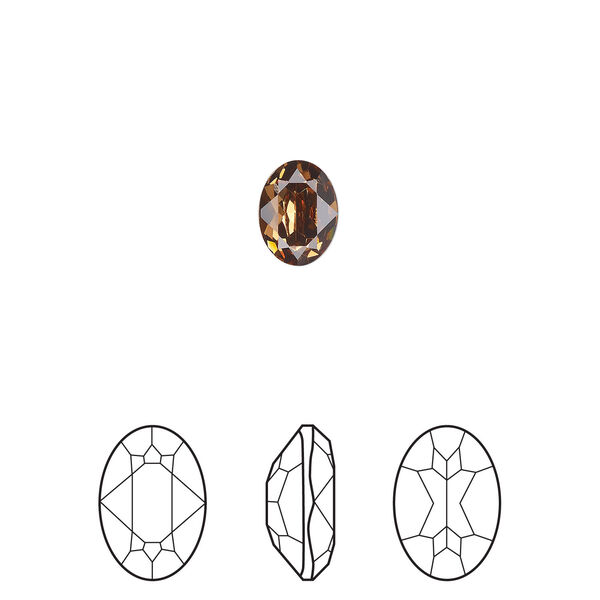 Fancy stone 1pkg180 light smoked topaz foil back, Swarovski&reg; ReCreated&trade;, 8x6mm faceted oval 4120 image number 0