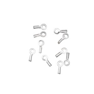 Crimp end 1pkg10 sterling silver, 3x1mm tube / loop / approx 0.4mm inside diameter