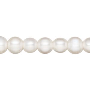 Pearl, White Lotus&trade;, cultured freshwater (bleached), white, 8-9mm semi-round, C grade, Mohs hardness 2-1/2 to 4. Sold per 15-1/2 to 16-inch strand.