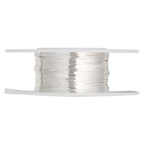 Wire, sterling silver, half-hard, round, 26 gauge. Sold per 25-foot spool.
