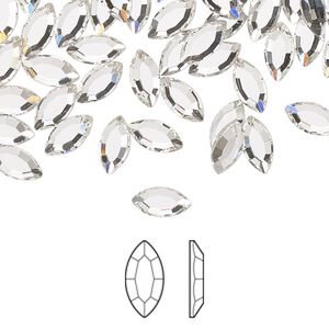 Flat back 6pk crystal foil back, Preciosa MAXIMA Czech crystal rhinestone 8x4mm navette