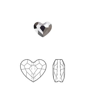 Bead 4pk crystal silver night 2X, Crystal Passions&reg; 8mm love 5741