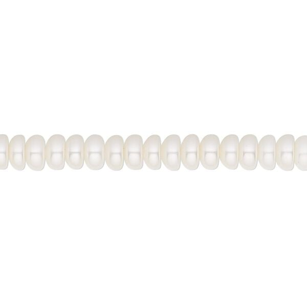 Pearl, White Lotus&trade;, cultured freshwater (bleached), white, 4.5-5mm button, B grade, Mohs hardness 2-1/2 to 4. Sold per 15-1/2" to 16" strand. image number 0