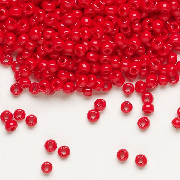Seed bead, Dyna-Mites&trade;, glass, opaque red, #8 round. Sold per 1/2 kilogram pkg. image number 0