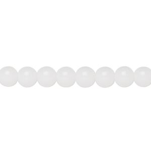 Bead, vintage Japanese glass, opaque white, 5-6mm round. Sold per 22-inch strand.