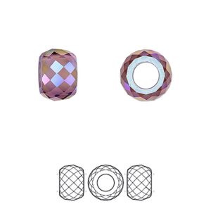 Bead 1pk amethyst shimmer 2X, Crystal Passions&reg; 11x7.75mm briolette XXL hole 5043