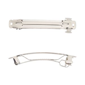 Barrette, imitation rhodium-finished steel, 79x10mm with 2 holes. Sold per pkg of 10.