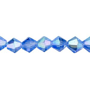 Bead 1pk transparent light blue AB, Celestial Crystal&reg; 8mm bicone 15.5-16 inch