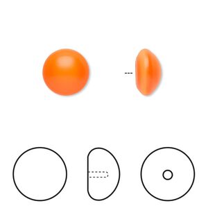 Pearl 2pk neon orange, Crystal Passions&reg; 10mm cabochon 5817