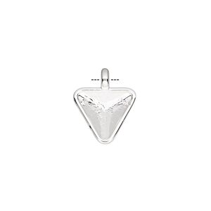Drop, Almost Instant Jewelry&reg;, silver-finished "pewter" (zinc-based alloy), 13x12x12mm with 10mm non-calibrated triangle setting. Sold individually.