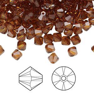 Bead 144pk light amber, Crystal Passions&reg; 5mm bicone 5328