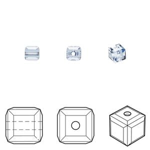 Bead 48pk light sapphire, Crystal Passions&reg; 4mm cube 5601