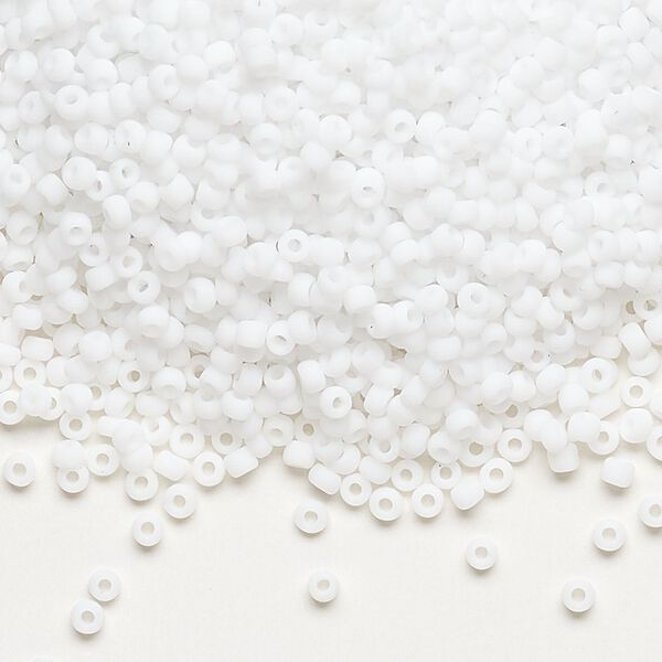 Seed bead, Dyna-Mites&trade;, glass, pkg/1/2kg, #11 round, opaque matte white, (743MA 11/0 RR). image number 0
