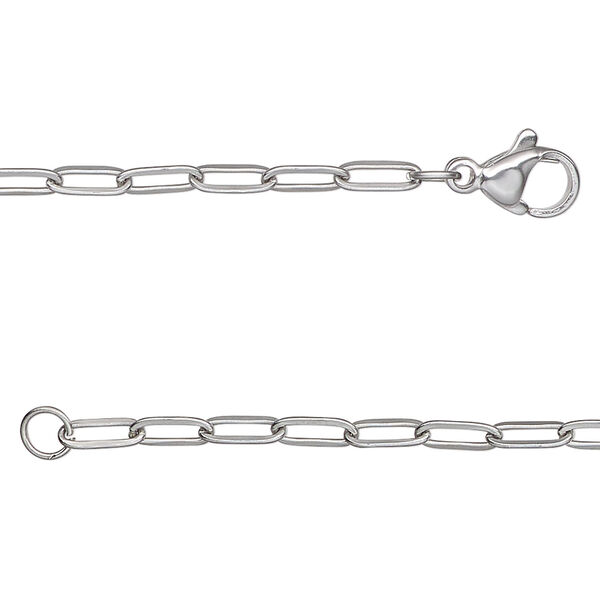 Chain 1pkg1 paperclip, 2.6mm / lobster claw clasp, stainless steel 18 inch image number 0