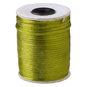 Cord, Satinique&trade;, satin, leaf green, 2mm. Sold per 200-foot spool.