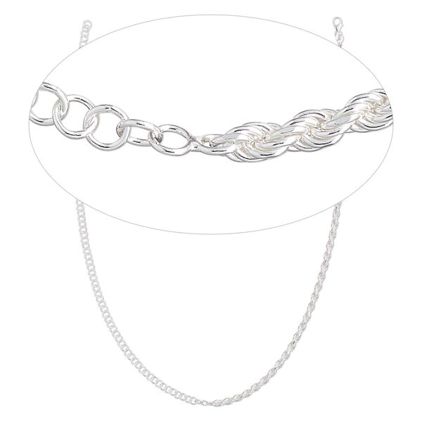 Chain 1pkg1 sterling silver box & French rope, 4.1mm / 3.4mm cut / lobster claw clasp, 18 inch image number 0