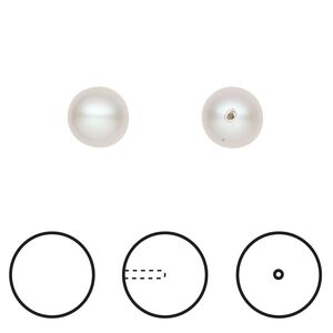 Pearl 1pkg4 iridescent dove grey, Crystal Passions&reg; 8mm half-drilled round 5818