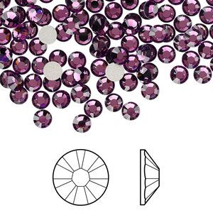 Flat back 144pk amethyst foil back, Crystal Passions&reg; 3.8-4mm rose round SS16 2088
