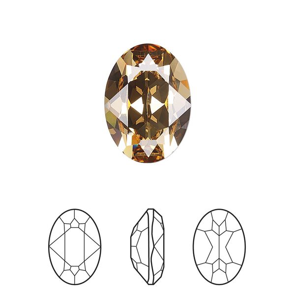 Fancy stone 48pk light Colorado topaz foil back, Swarovski&reg; 18x13mm oval 4120 image number 0