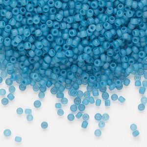 Seed bead, Dyna-Mites&trade;, glass 1pkg0.5kg, #11 round, translucent inside dyed color matte turquoise blue (223MA 11/0 RR)