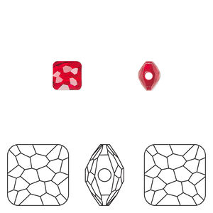 Bead 1pkg288 light Siam, Swarovski&reg;, 6mm puffed square 5035